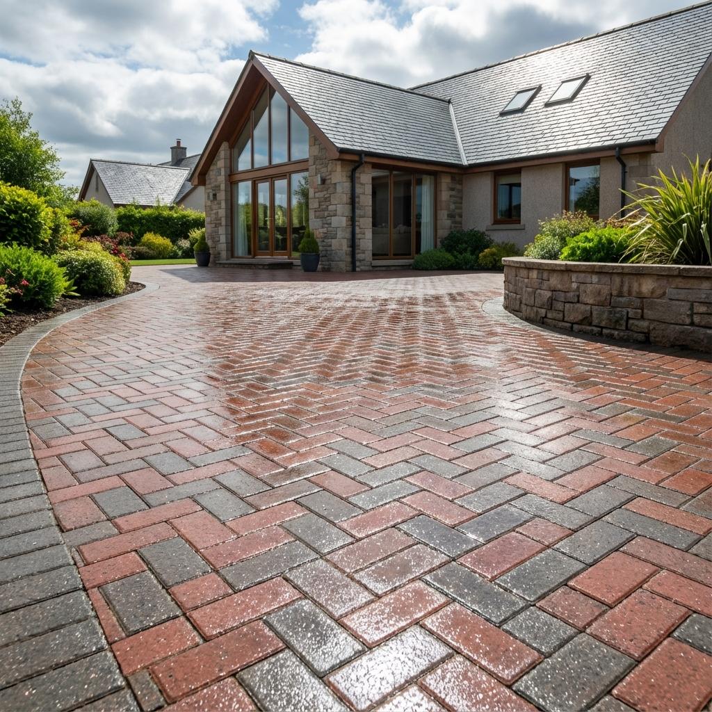 Dirty driveway before pressure washing in Glasgow